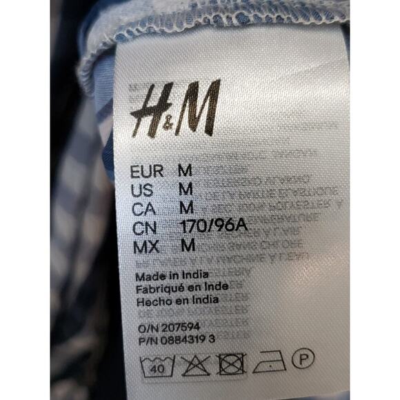 H&M Top Blouse Women's Medium Multicolor 100% Polyester Long Sleeve Halter Neck - Picture 2 of 16